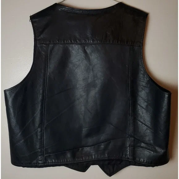 Vintage Schott NYC Sportswear XL Extra Large‎ Black Leather Biker Vest Made USA